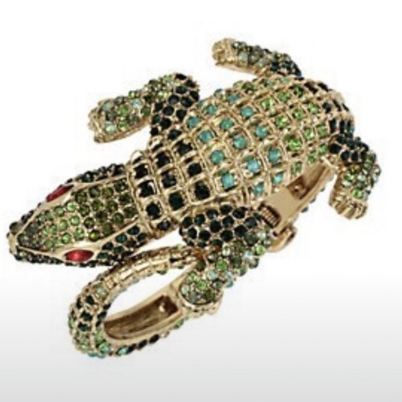Betsey Johnson Limited Edition Rhinestone Bling Alligator Hinged Bangle. Rare - Picture 2 of 6